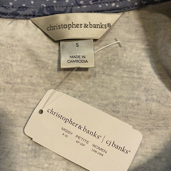 Christopher & Banks Patchwork 3/4 Sleeve Shirt NWT - Picture 5 of 7